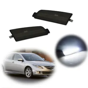 2pcs Smoked White LED Front Bumper Side Marker Reflector lamps Lights For 2009 2010 2011 2012 2013 Mazda 6,Replace OEM MA2570105, MA2571105, GS3L515F0B, GS3L515E0B