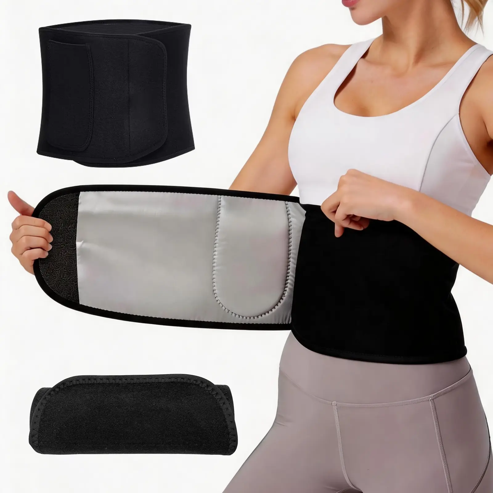 Wide Elastic Waist Trimmer - Solid Unisex Workout Sweat Belt with Adjustable Fit for Gym Fitness, Gym Gear Fitness Accessory