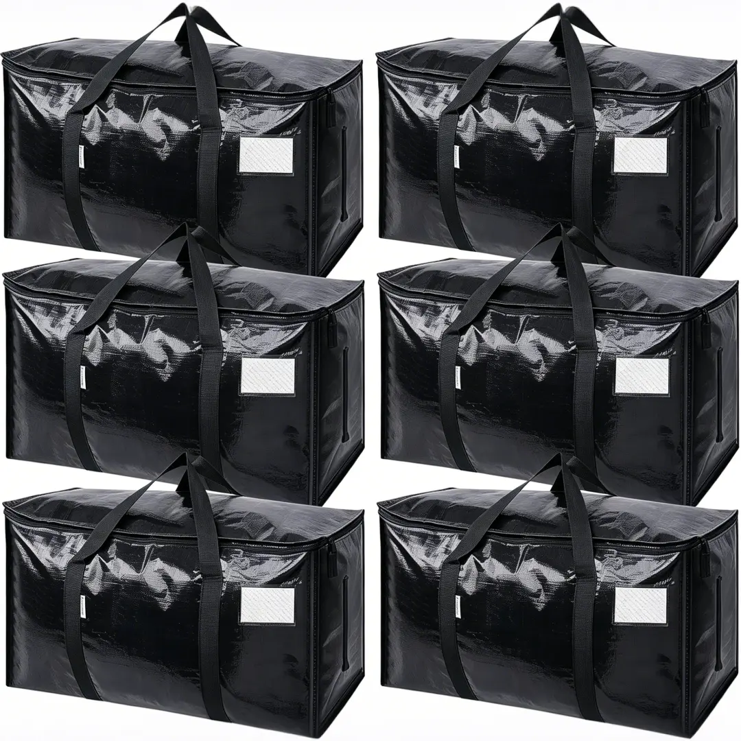 24 Gallon Extra Large Heavy Duty Foldable Moving Bags With Carrying Handles, Zippers and Tag Pocket, Outdoor Camping, water proof Organiser Portable Storage Bags Travel Storage  Portable Storage Bags  Travel Storage  Clothes Storage Bags