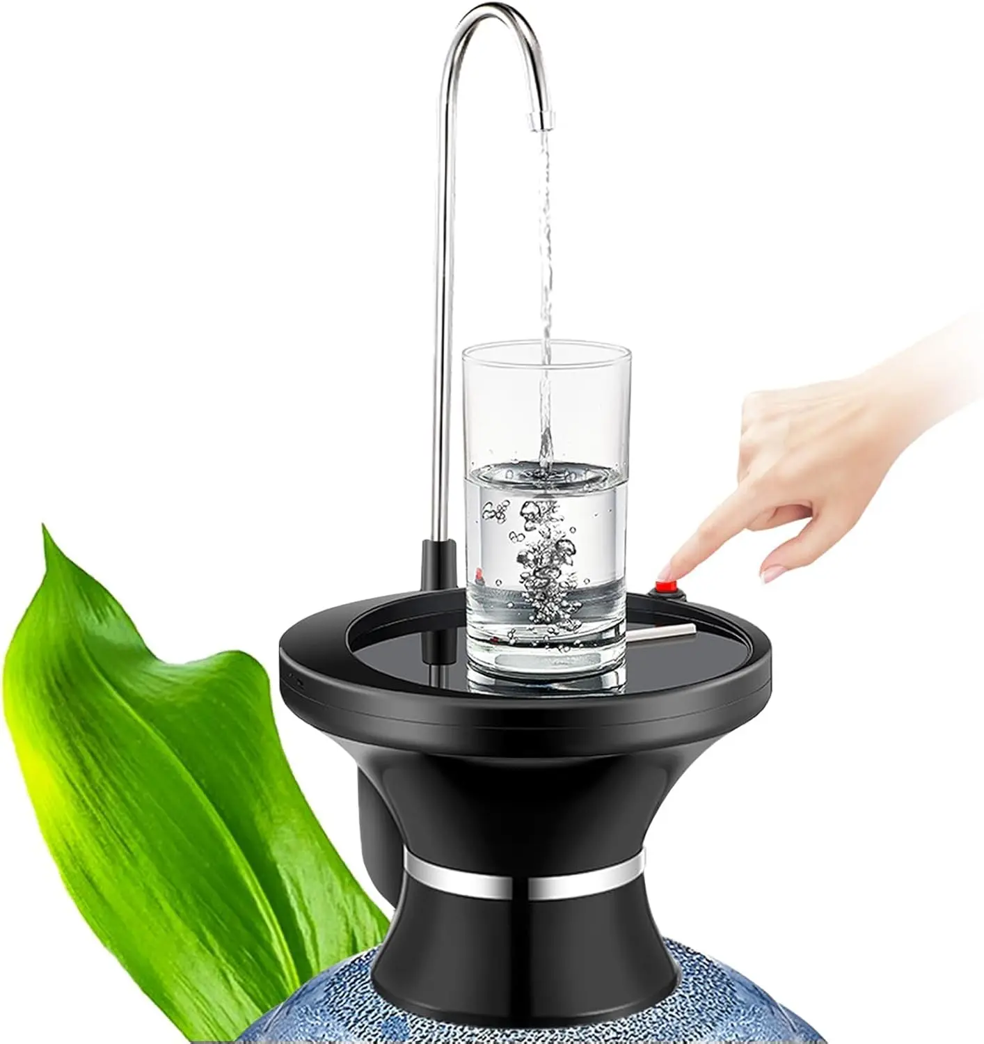 Automatic Dispense Electric Drinking Water Bottle Pump, USB Rechargeable Portable Unit with 2-Switch Control, Stable for 2-5 Gal Jugs, for Home, Kitchen Use