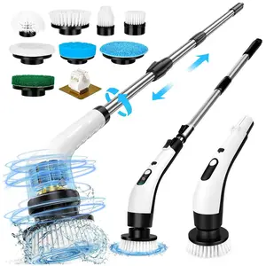 Electric Spin Scrubber, Full-Body IPX7 Waterproof Bathroom Scrubber with Power LCD Display, Adjustable Extension Handle, Cordless Shower Cleaner Brush for Bathtub Kitchen Wall Cleaning