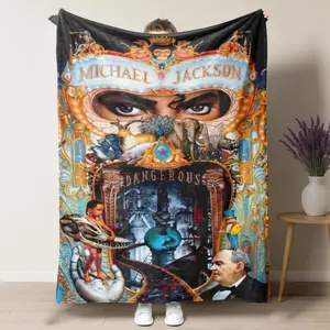 Jackson Fasion Music Blanket Super Star MJ Blanket For Home Sofa Bedroom Dorm Couch Office Car Travel Bed Room Decor All Season Men Women and Gift Kids Birthday Gift