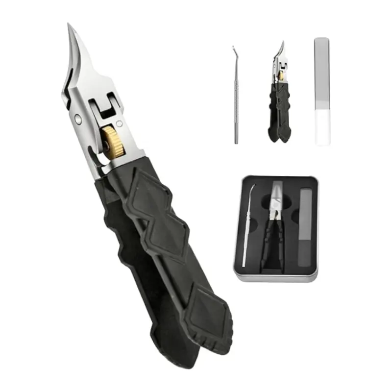 Pro Nail Tools Professional Nail Clipper Set for Men & Seniors Curved Ultra-Sharp Blades Anti-Slip Ergonomic Grip Durable Safe Manicure Tool 3PCS Nail Care Set Cutics
