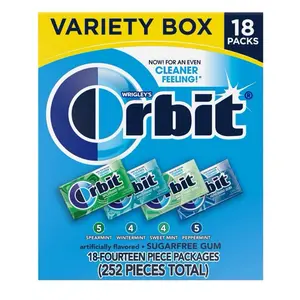 Wrigley's Orbit Chewing Gum Variety Box - 18 Pieces Total (252 Pieces Total) - Artificially Flavored Sugar-Free Gum - Candy, Snack Sweet flint mint snack food