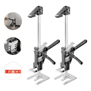 VEVOR Labor Saving Arm Jack,  2 PCS 330 lbs Bearing Capacity, Lifting up to 9.8", Metal Hand Lifting Jack Tool with Magnetic Level, Adjustable Height, for Door, Window, Furniture, Woodworking, Black