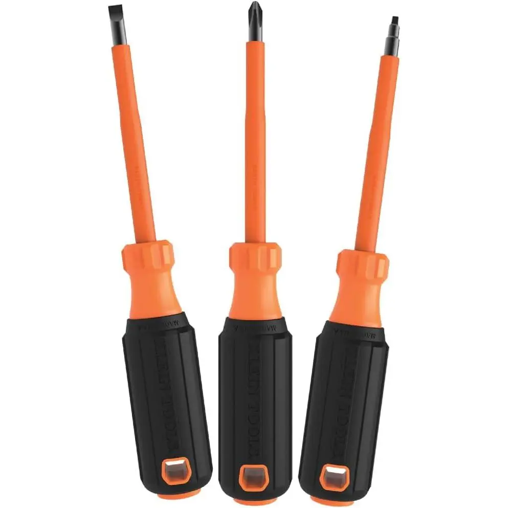 3-Piece Insulated Screwdriver Set, 1000V Electrical Screwdrivers with Phillips, Slotted & Square Tips