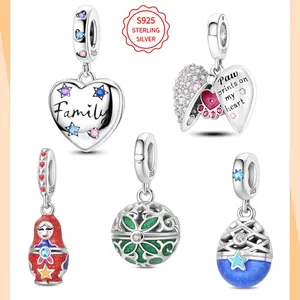 Original jewelry made of 925 sterling silver, capable of opening heart-shaped pendants and surprise egg pendants, suitable for DIY making pendants with original 3mm bracelet necklaces. It is an ideal gift for women and suitable for birthday parties.