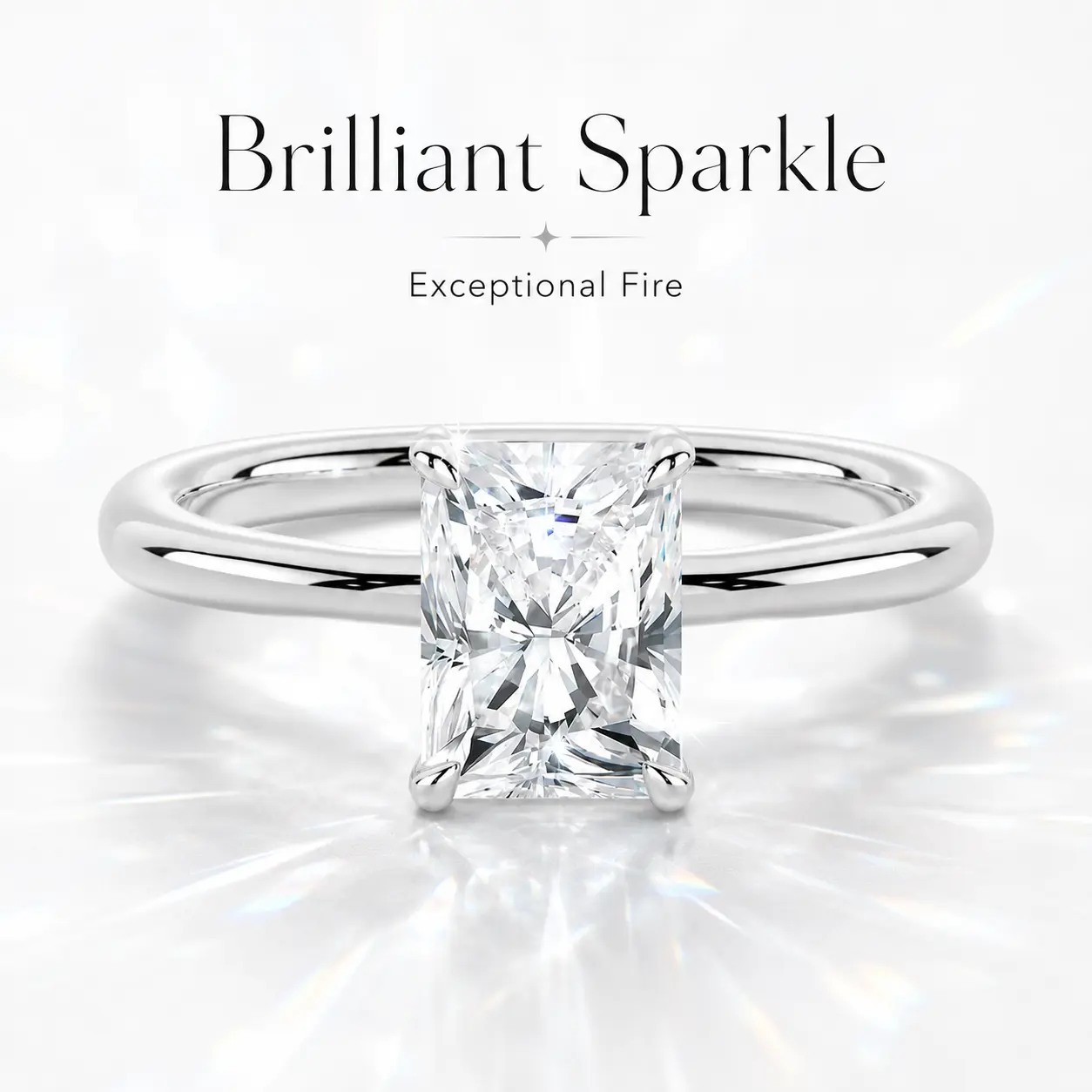 2CT 6×8mm Radiant Cut Moissanite Engagement Ring for Women, S925 Sterling Silver Solitaire 4-Prong Wedding Promise Ring engagementrings