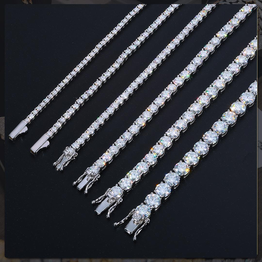 Sparkling Moissanite Tennis Chain Bracelet Necklace 100% 925 Sterling Silver Pass Diamond Test Fine Jewelry valentine's day Gift