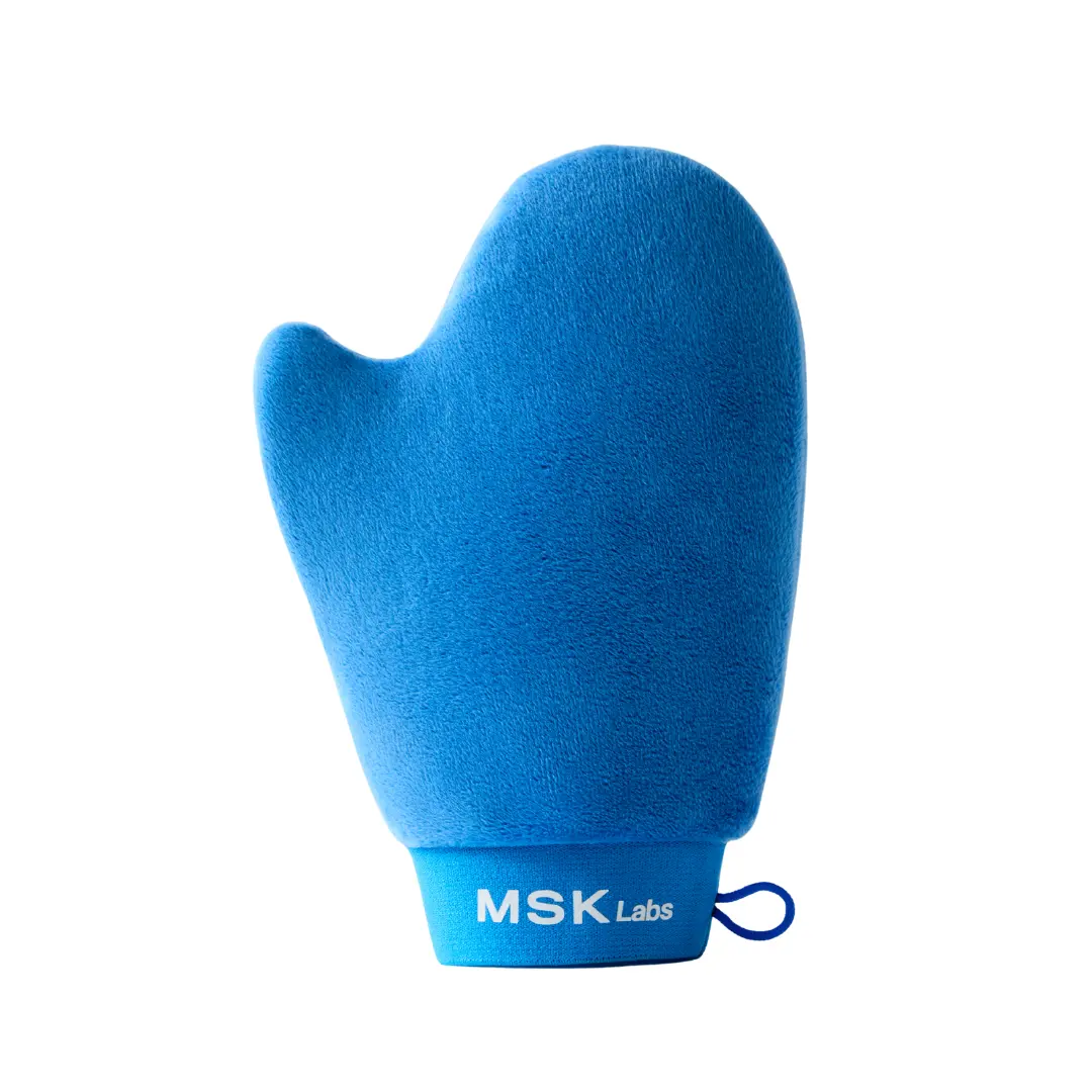 MSK Labs Self Tanning Mitt Applicator - Velvet Texture Tanning Glove for Sunless Tanner Lotion Mousse Gel - Streak Free Even Application Double Sided, Thumb Design, Elastic Wrist | Reusable & Washable