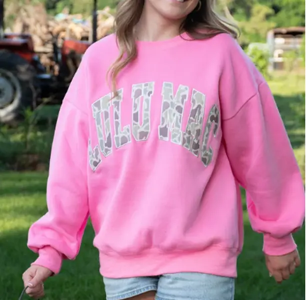 Lulu Mac Camo Embroidered Sweatshirt in Pink