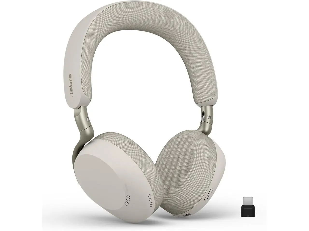 Jabra Evolve3 75 On-Ear Wireless Bluetooth Headset with Microphone for Work, USB-C, AI Voice Call Tech, Advanced Active Noise Cancellation, 22-Hour Battery, Works with Online Meeting Apps, Warm Gray