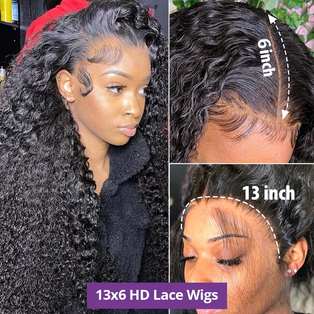 36 38Inch Deep Wave 13x6 HD Lace Front Wig Brazilian Human Hair 180Density 13x4 Deep Wave Lace Wig For Black Women Water Wave Transparent Lace Wigs