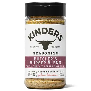 Kinder's Butcher's Burger Blend Seasoning with Cracked Pepper & Garlic - 9oz Gourmet Burger Rub for Beef Turkey or Veggie Burgers