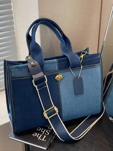 Women's Denim Tote Bag, Casual Versatile Shoulder Bag for Daily Used, Trendy All-match Ladies Purse Bag for Teen Girl Women College Student, for Students and Outdoor, Tote Bag for Women, Handbag Shoulder Bag