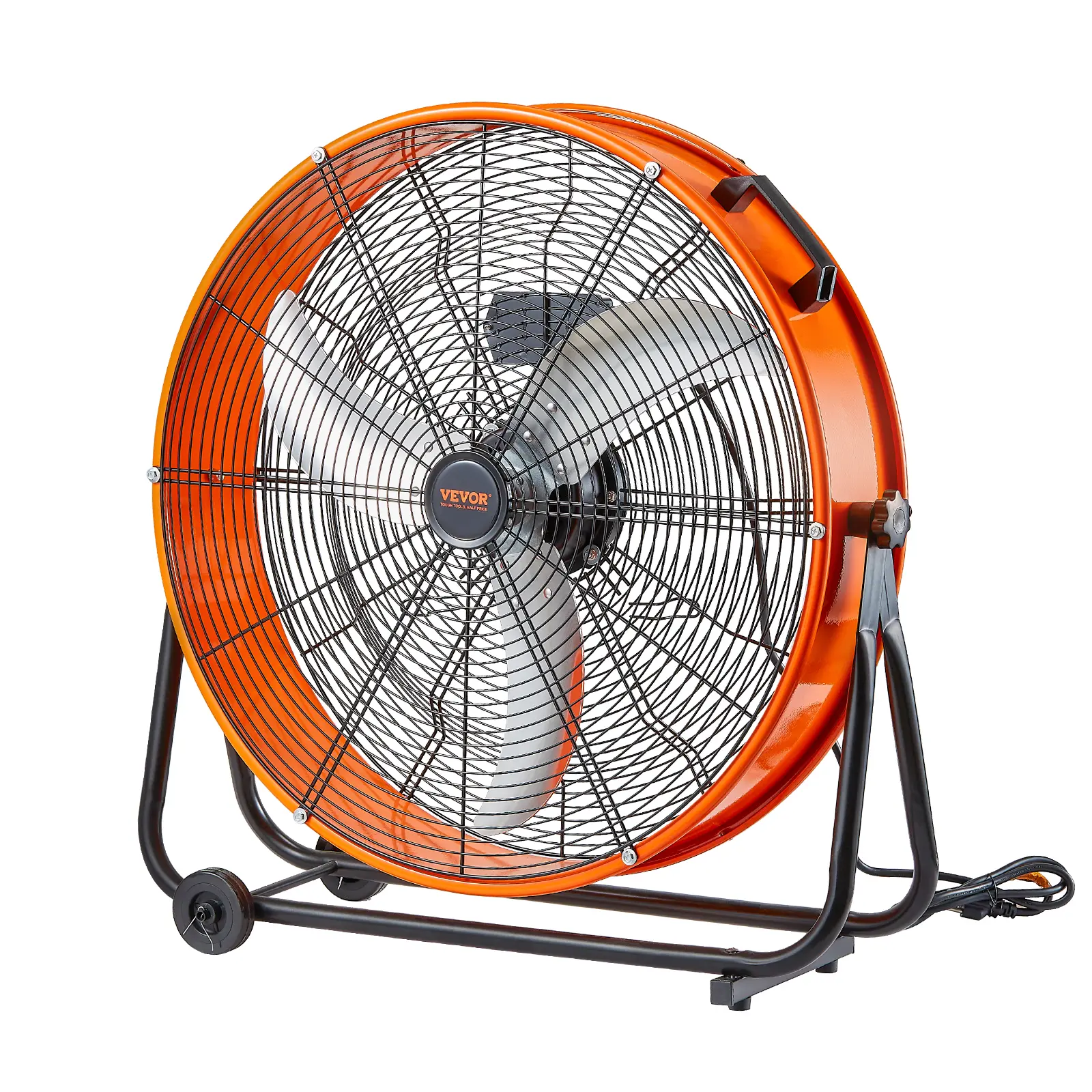 【Summerfinds】VEVOR Drum Fan 24 Inch High Velocity Industrial Shop FanHeavy Duty Commercial Use 3-Speed 8600CFM360°Adjustable Tilting Industrial Floor Fan for Warehouse,Workshop,FactoryBasement, Standing Fan, Adjustable Fans