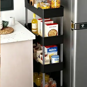 3-4 Layer Narrow Storage Cart with Wheels, Space-Saving Organizer for Kitchen, Bathroom, Laundry Room, 360° Rotating, Tiktok Trendy