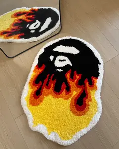 HYPEECE Flame Ape Rug 28x20 Inch – Cool Hypebeast Rugs for Bedroom, Bathroom & Man Cave, Soft Absorbent Non-Slip Machine Washable Area Rug, Gift for Kids & Teens, Hypebeast Room Decor (28”x20”)
