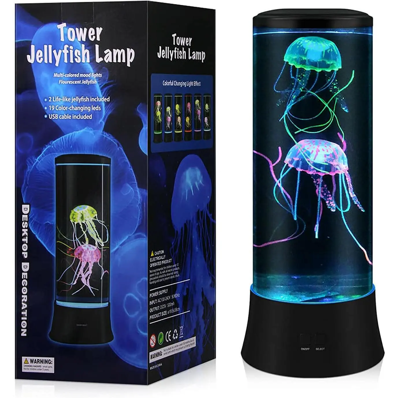 Floating Jellyfish Lamp - Electric Jelly Fish Light Lamp with Auto Color Changing, Ultra-Quiet Water Pump, Holiday  for  Men Women, Home Room Mood Decor