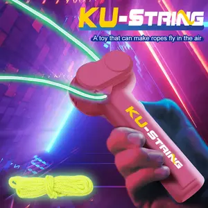 Fun Glow in The Dark String Toy, Integrated UV Blacklight – Portable Rope Launcher Loop Fidget Toy - Ideal Gift for Children Ages 6 Year and up Neon