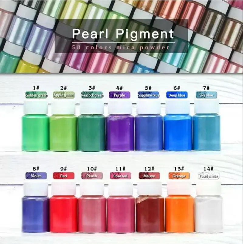 10g/Bottle Pearlescent Mica Powder Epoxy Resin Dye Mica Powder Powdered Pigments Natural Mica Mineral Powder DIY Jewelry Crafts