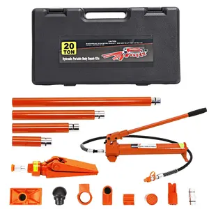Garvee 20 Ton Porta Power Kit Heavy Duty Hydraulic Ram with Secure Transport Case for Auto Shop Frame Repair Construction Equipment Professional Grade Lifting Tool Orange