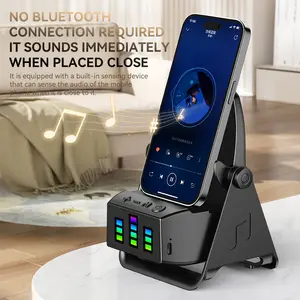 5-in-1 Wireless Induction Speaker Phone Stand，360° Adjustable，Power Bank，RGB Ambient Light，Universal Gift for Men Women