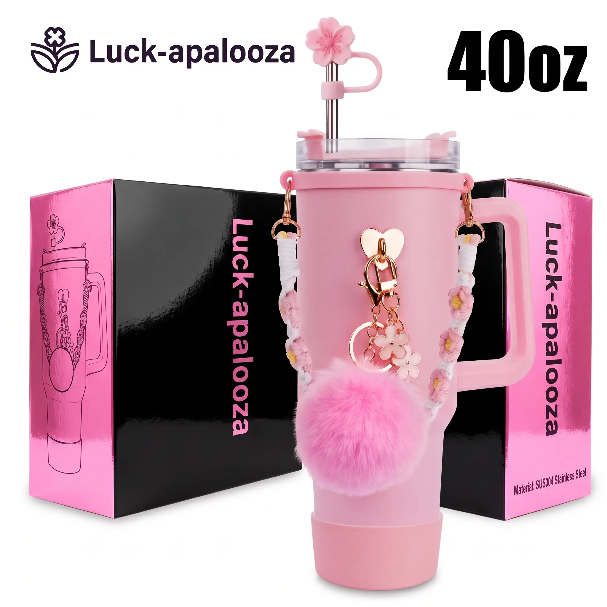 Stainless Steel Vacuum Insulated Cup with Handle and Straw for Children's Women Valentine's Day Birthday Gifts Set, Keep Cold, Hot & Ice, Portable Drinkware Tumbler Water Bottles, Bottled, Flasks funny Tumbler Drinkware Tea Iced Tea girl gifts friendship