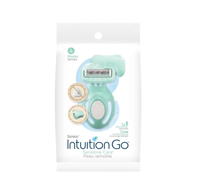 Schick Intuition Go Disposable Razor for Sensitive Skin, 1ct, Razors Sensitive Skin, Women’s Disposable Razors with Organic Aloe, Travel Razor