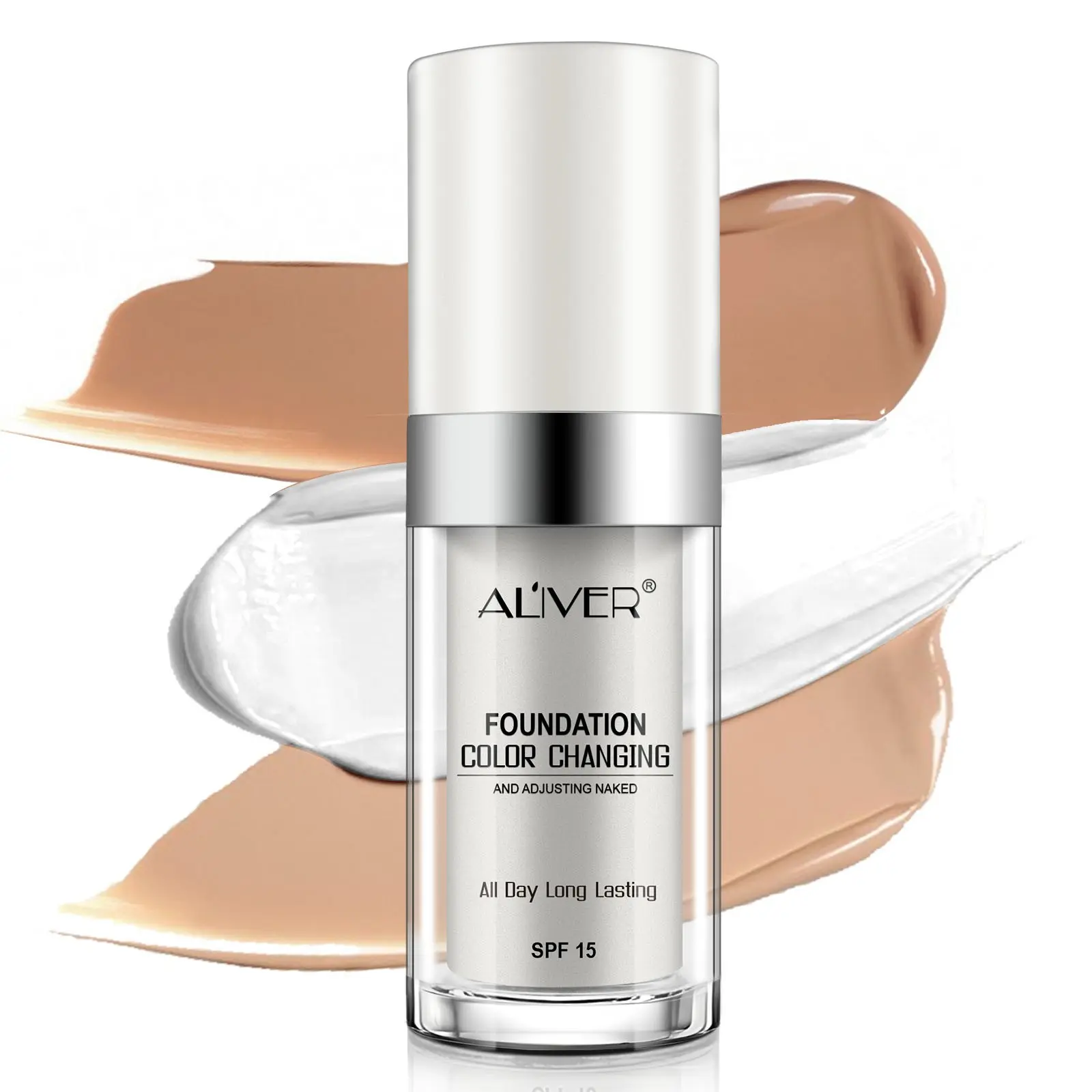 Aliver Color Changing, Flawless Light Foundation, Light concealer, lightweight formula, blends with skin tone, suitable for fair-skinned people, for daily, party and travel makeup.
