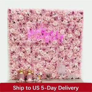 Silk Rose Backdrop Flowers Wall Wedding Decoration customized Artificial Flower Panel for Home Decor Backdrops Baby Shower balloon arco con globos square giant jelly ball party graduation Colorful Disposable Plastic Cups cake topper