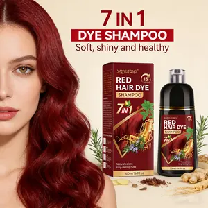 Natural Hair Dye Shampoo 7-In-1 Shampoo Cleanser, Herbal Formula Ginseng Essence, Plant Extracts Shampoo, Plant-Based Hair Care, Gentle Non-Damaging, Scalp Protection, Easy Rinse