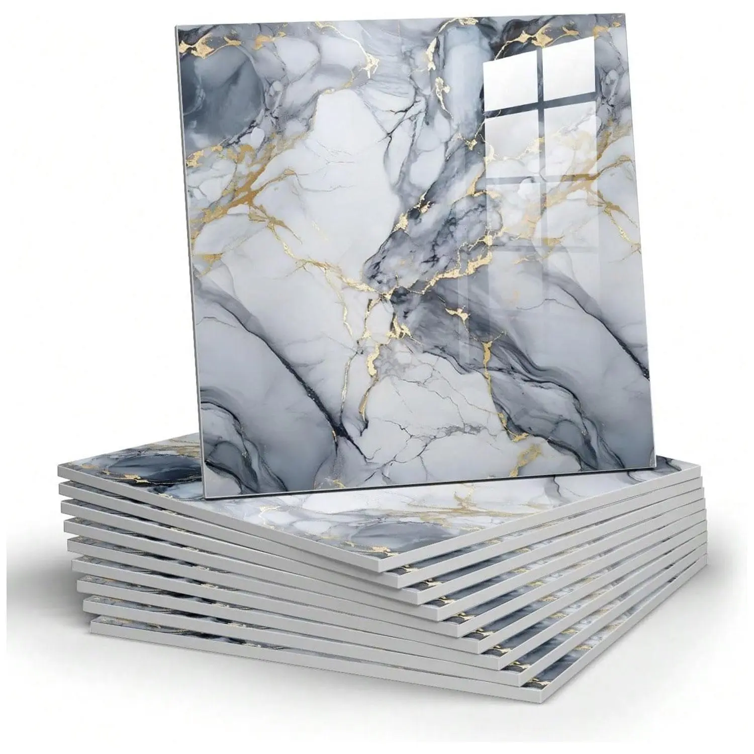 Marble sticker waterproof bathroom wall panels, PVC kitchen tiles, colored non-tile appearance, 11.8"x11.8", 10/20 piece set, Waterproof Marble Stickers, Decoration
