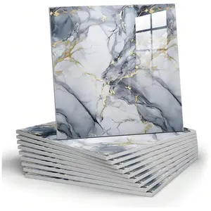 Marble sticker waterproof bathroom wall panels, PVC kitchen tiles, colored non-tile appearance, 11.8"x11.8", 10/20 piece set