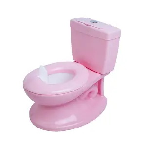 Baby Potty Training Toilet, Potty Trainer Toddler, Realistic Flush Sound, Splash Guard, Detachable Bowl, Easy Clean, Includes Paper Towel Holder, 18 Months+