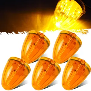 Partsam 5PCS 17LED Amber Cab Marker Top Roof Running Light LED Light Replacement for Peterbilt Freightliner Mack Heavy Duty Trucks Waterproof Front Head Indicator Signal Light