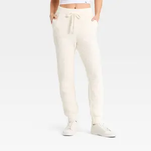Women's Valentine's Day Embossed Boucle Sweatpants - JoyLab Cream XL