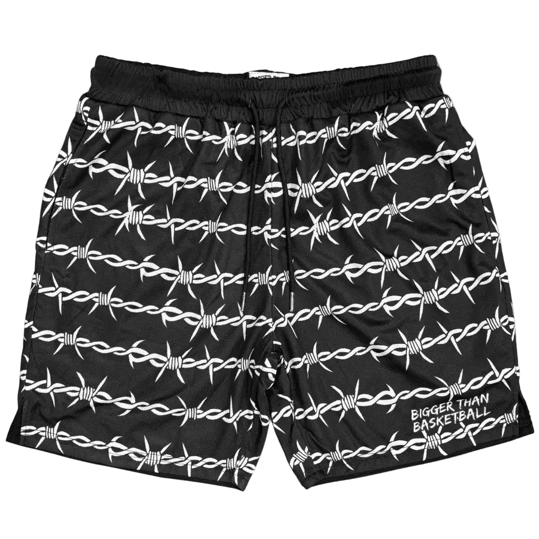 Barbed Wire - Shorts - Black | Breathable Basketball Shorts for Gym & Training, Lightweight & Comfortable Practicality Fit Athletic Style Daily Wear Durable Mesh