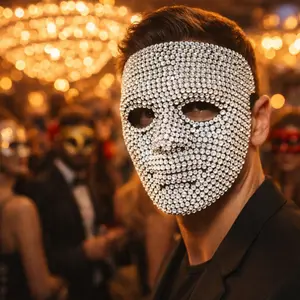 Street Dance Mask DIY Rhinestone High-End Party Festival Makeup Ball Props Party Event Props Party Decoration Supplies Suitable for Men and Women, Unisex Costume Accessory