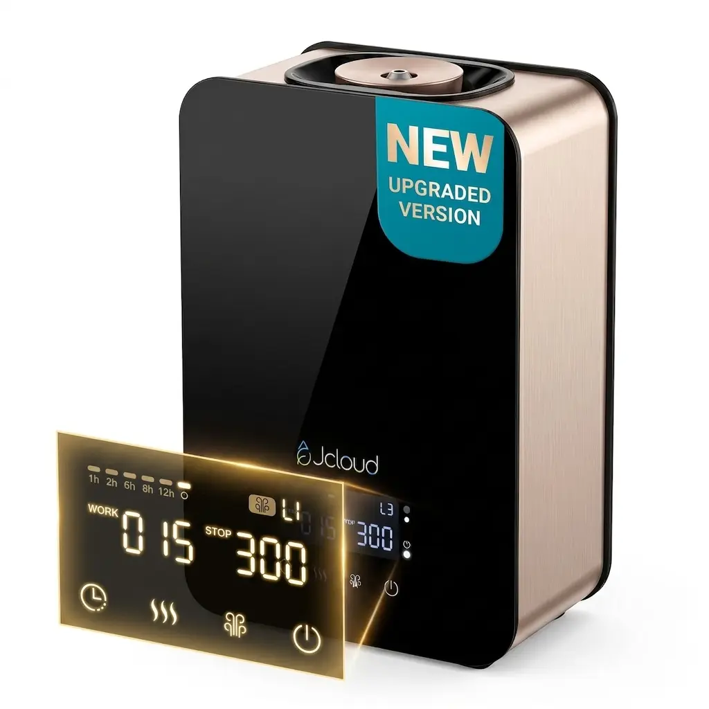 Jcloud Luxury Waterless Essential Oil Diffuser, Tank Covers 2000 sq ft, 9 Adjustable Fragrance Levels, Black Glass & Aluminum Cold Air Scent Diffuser Machine, 180mL,APP Bluetooth Control, Quiet Professional Aroma Machine for Home, Spa, Office
