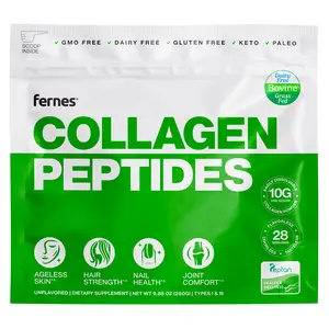 FERNES Collagen Peptides Joint Support, Bone Health, Hydrated Skin, Hair & Nail Growth for Women & Men Fitness Grass Fed Bovine Hydrolyzed Type I,III Unflavored Keto, Paleo, Gluten Free Powder Protein Dietary Supplement Colagen Healthcare Edible
