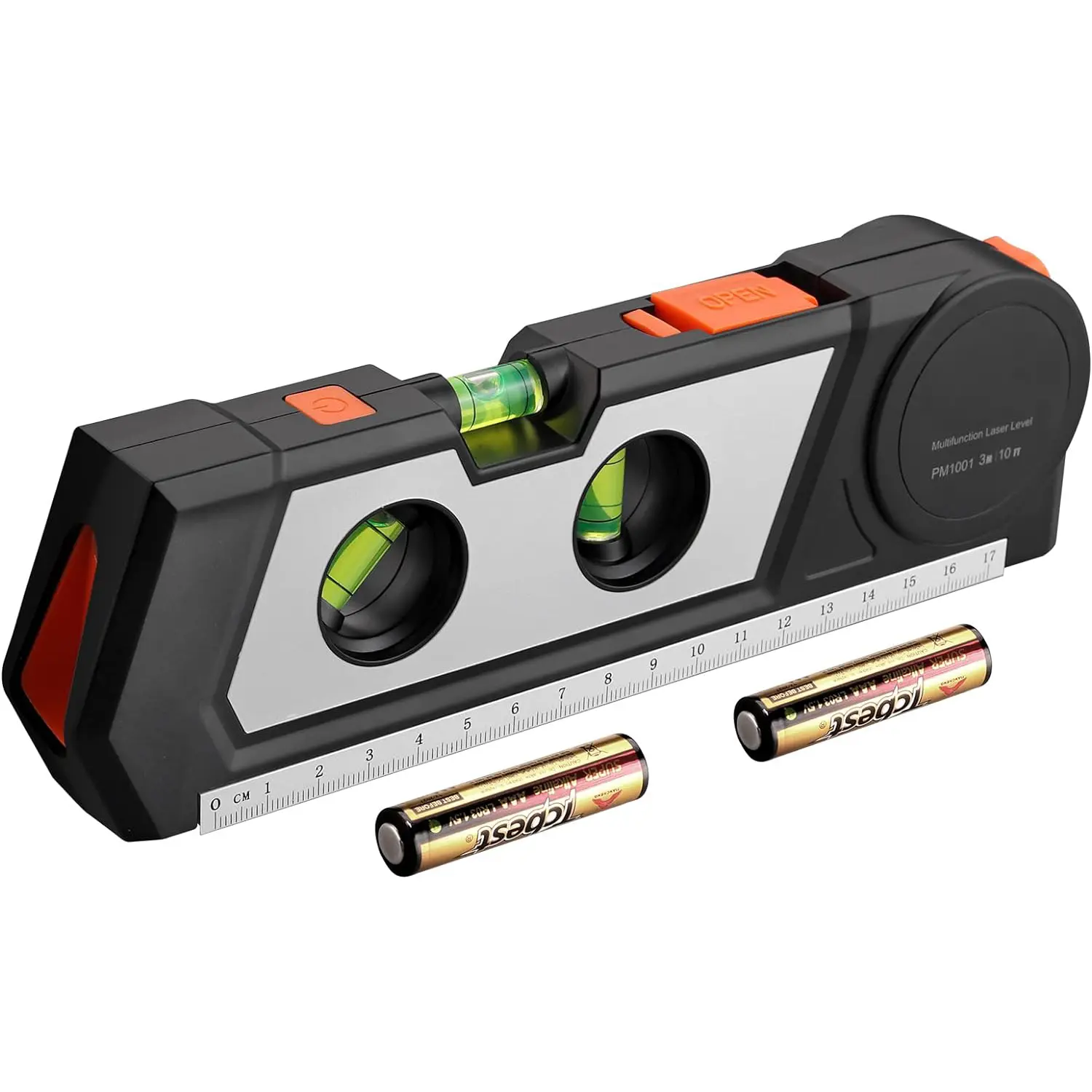 Neoteck Laser Line Level (Class 2 Laser, Power Output<1mW) with 3m/9.8ft Measure Tape Ruler Leveling Bubble Horizontal Vertical Cross Line Laser Tool for Hanging Pictures Cabinets Tile Walls