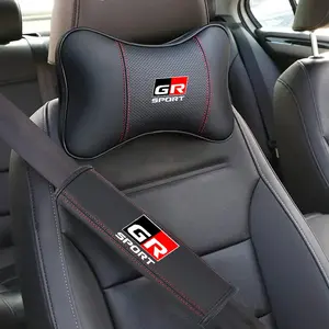 Car Seat Headrest Rest Removable Headrest Neck Pillow Cushion Seat Belt Shoulder Pad For Toyota GR Sport Gazoo Racing Yaris 86 Corolla Hilux Supra C-HR Decoration Accessories Car Interior Kit