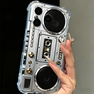 Retro Boombox Cassette Player Pattern Phone Case, Soft Silicone,Fully Protected and Shockproof For Samsung Galaxy S26 S25 S24 S23 S22 S21 Ultra Plus S25edge S24FE A14 A15 A16 A35 A36 A53 A54 Note20ultra Cool Vintage S26+ S25+ S24+ S22+, Accessories, Smart