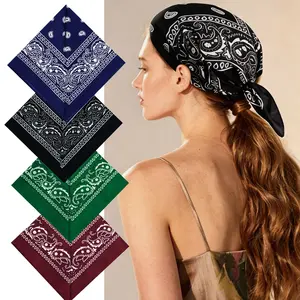 4 Pack Unisex Paisley Bandana, 21.26×21.26 Inch Square Western Cowboy Headscarf, Vintage Hip Hop Street Style Multi-Purpose Headbands Scarf, All Season Breathable Fabric for Outdoor Sports Running Hiking Cycling Daily Fashion Accessories