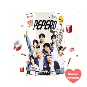 LOTTE Pepero White Chocolate Cookie Sticks 128g - Stray Kids Official Snack, Korean Biscuit Treat, 4 Rolls  [Shipped With Random Outer Packaging]