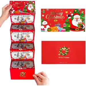 Christmas Money Envelope for Cash, Money Holder with 6 Slots for Cash, Surprise Card Holder for Xmas, DIY Holiday Money Gift Card for Money Holder for Women Men Girls Boys Mom Dad(Red)