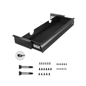 VEVOR 26" Wide Under Desk Drawer Slide Out, Under Desk Mounted Pull-out Drawer Attachment, Hidden Desktop Storage Organizer, Under Table Pencil Drawer for office Home Sit Stand Workstation, 29x9x4 in