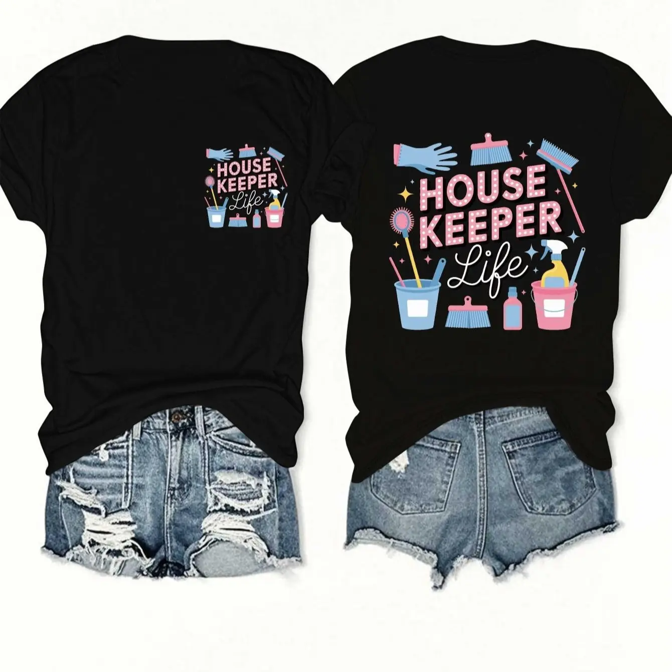 Comfortable Pure T-Shirt for Women, Designed for Housekeepers And Cleaning Tasks