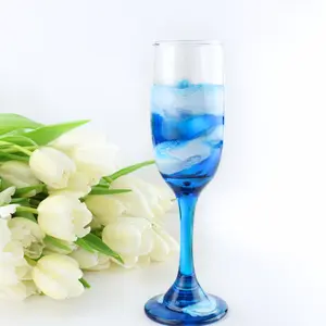 Hand painted ocean inspired champagne flute Drinkware Glass